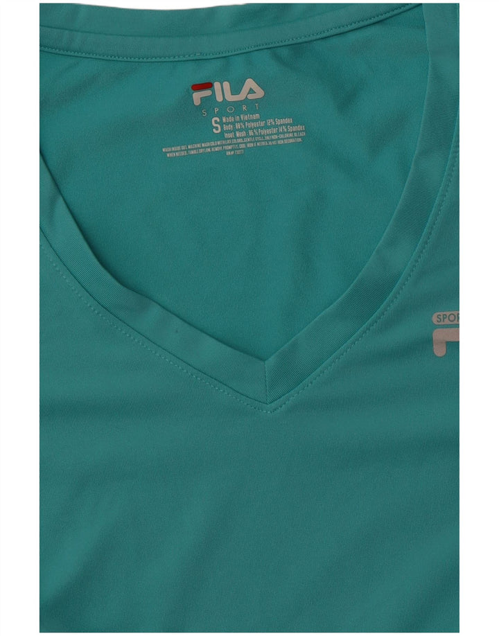 T-shirt da donna FILA Top UK 8 Small turchese poliestere