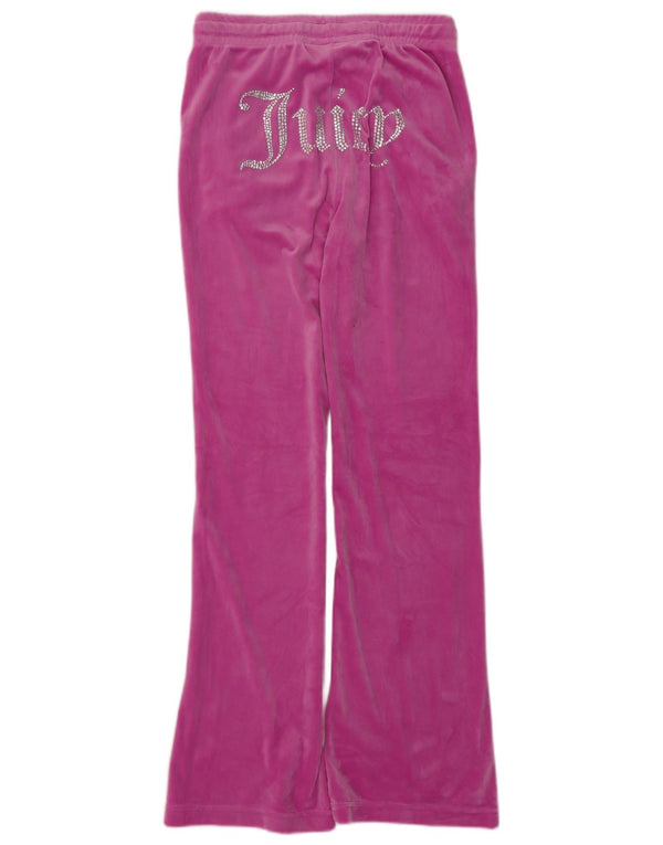 Juicy Couture Womens Graphic Velour Tracksuit Trousers UK 10 Small Pink