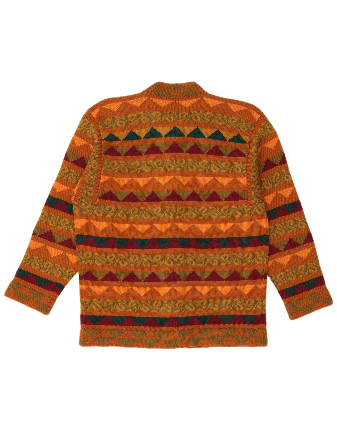 Set gonna 2 pezzi in maglia da donna VINTAGE UK 14 medio W28 marrone geometrico