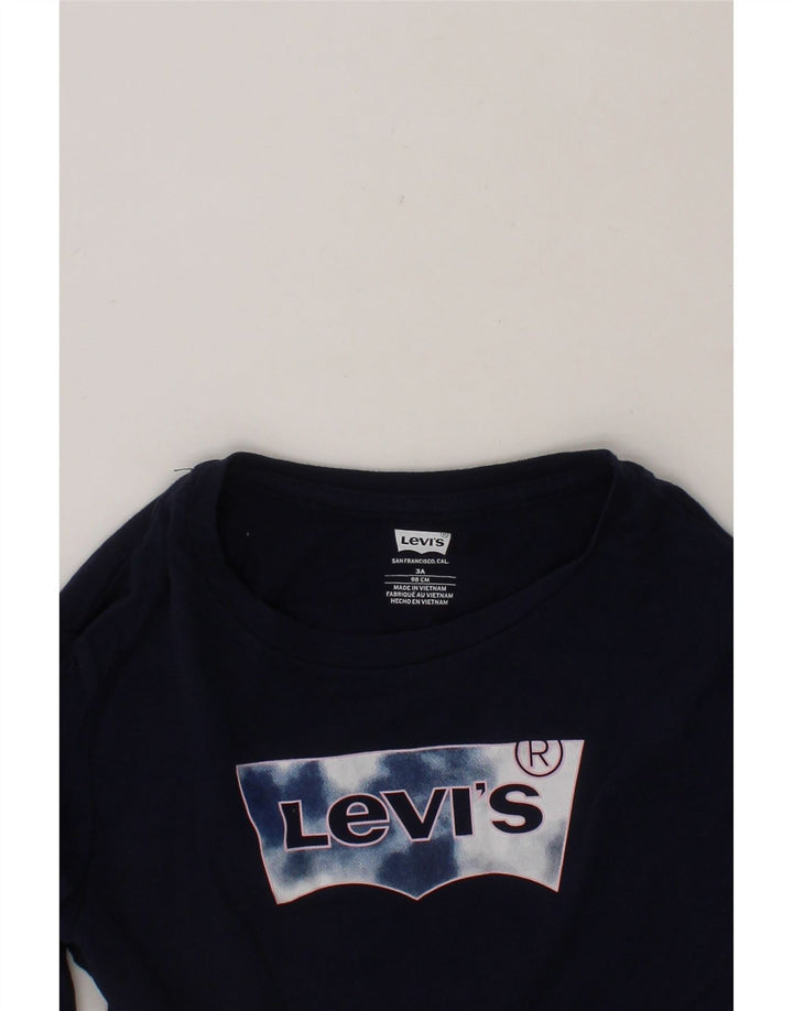 LEVI'S Girls Graphic Top Long Sleeve 2-3 Years Navy Blue Cotton Vintage Levi's and Second-Hand Levi's from Messina Hembry 