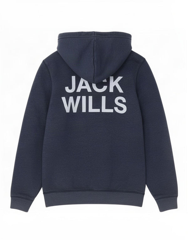 Maglione con cappuccio con zip grafica da uomo Jack Wills in cotone blu navy medio