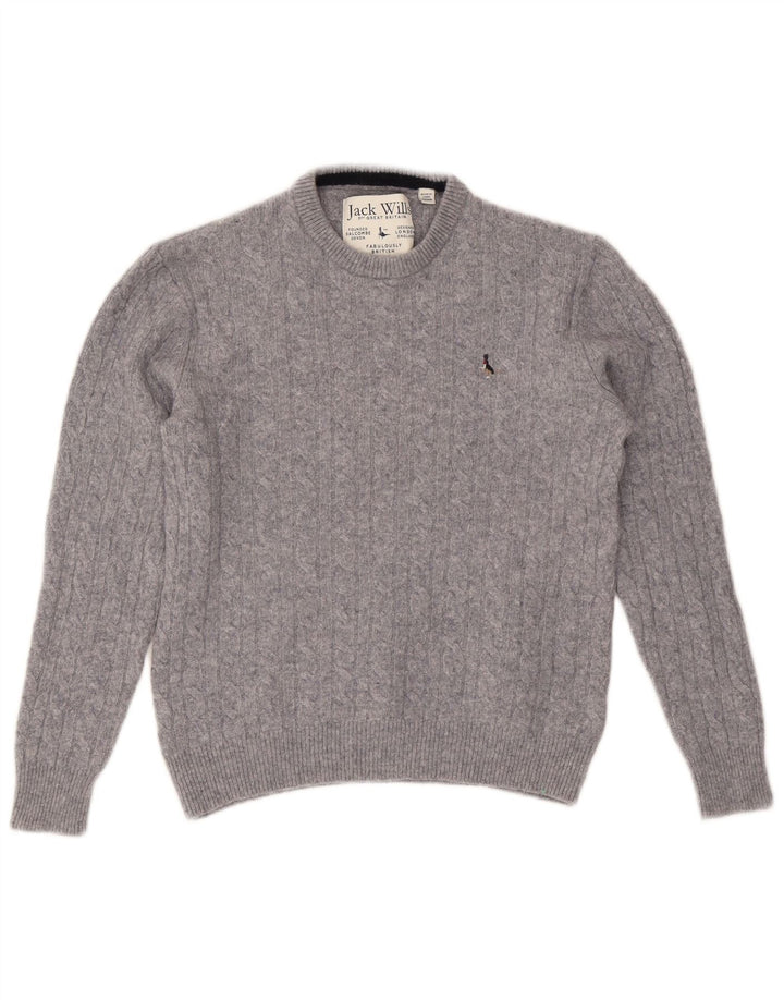 Maglione maglione girocollo da donna Jack Wills UK 14 Lana screziata grigio medio