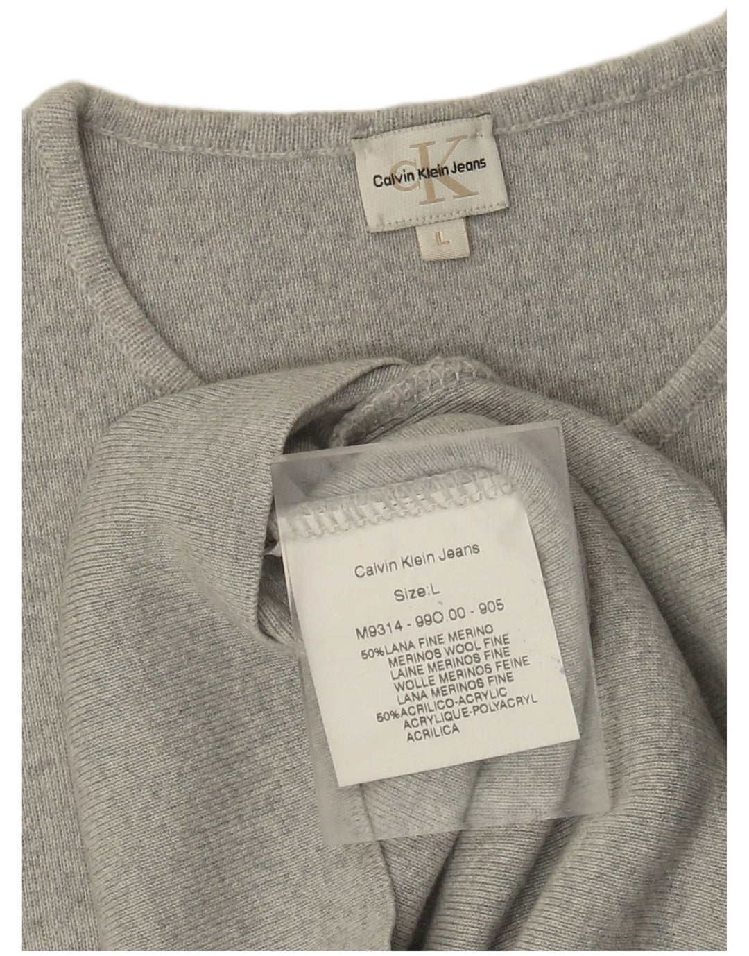 CALVIN KLEIN JEANS Canotta da donna Canotta UK 14 Large Grigio Lana
