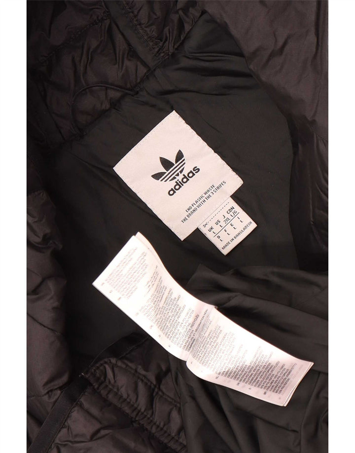 Giacca imbottita con cappuccio da uomo Adidas UK 40 Large nera in poliammide
