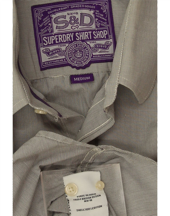 SUPERDRY Mens Shirt Medium Grey Check Cotton Vintage Superdry and Second-Hand Superdry from Messina Hembry 