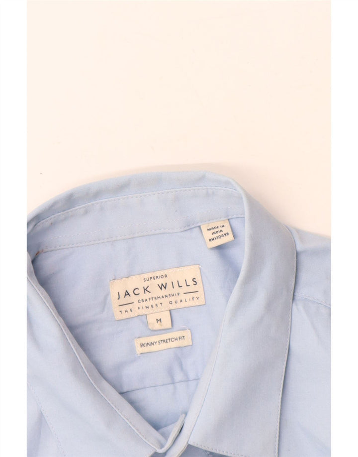JACK WILLS Camicia da uomo skinny fit in cotone blu medio