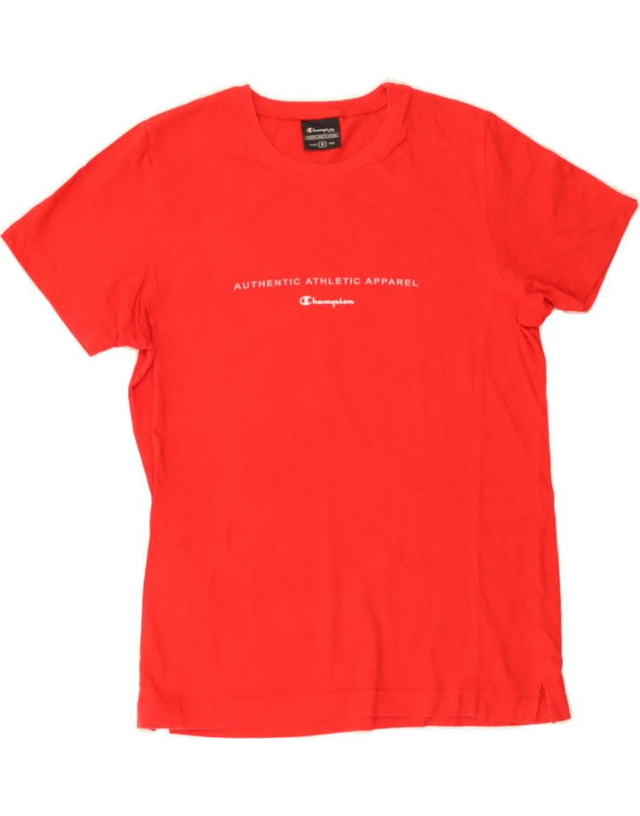 CHAMPION Womens Graphic T-Shirt Top UK 12 Medium Red Vintage Champion and Second-Hand Champion from Messina Hembry 