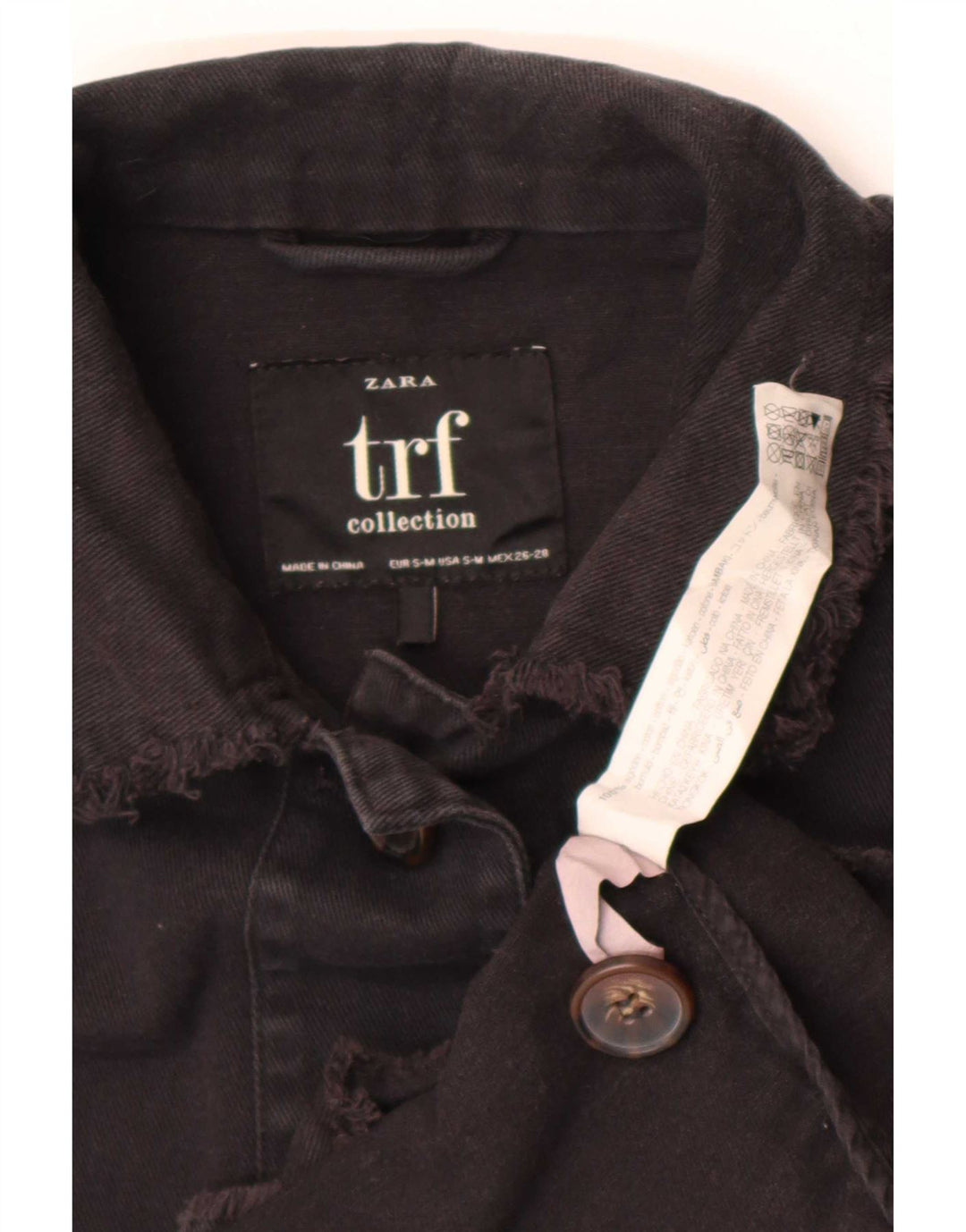 Giacca in denim Trafaluc da donna Zara UK 10 piccola in cotone nero