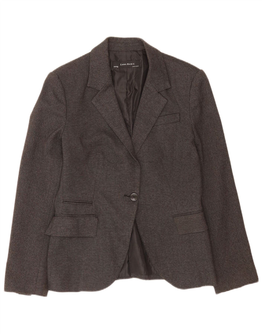 Giacca blazer a 1 bottone da donna Zara UK 14 grande classica in poliestere grigio