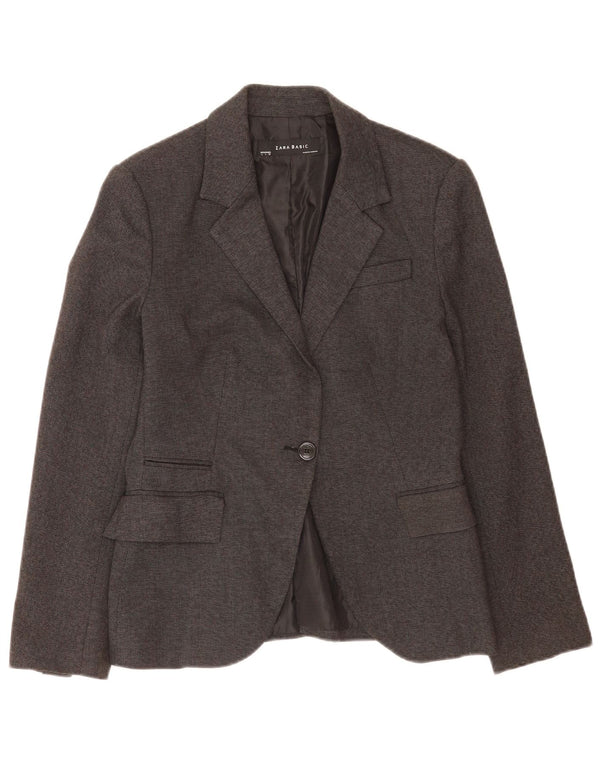 Giacca blazer a 1 bottone da donna Zara UK 14 grande classica in poliestere grigio