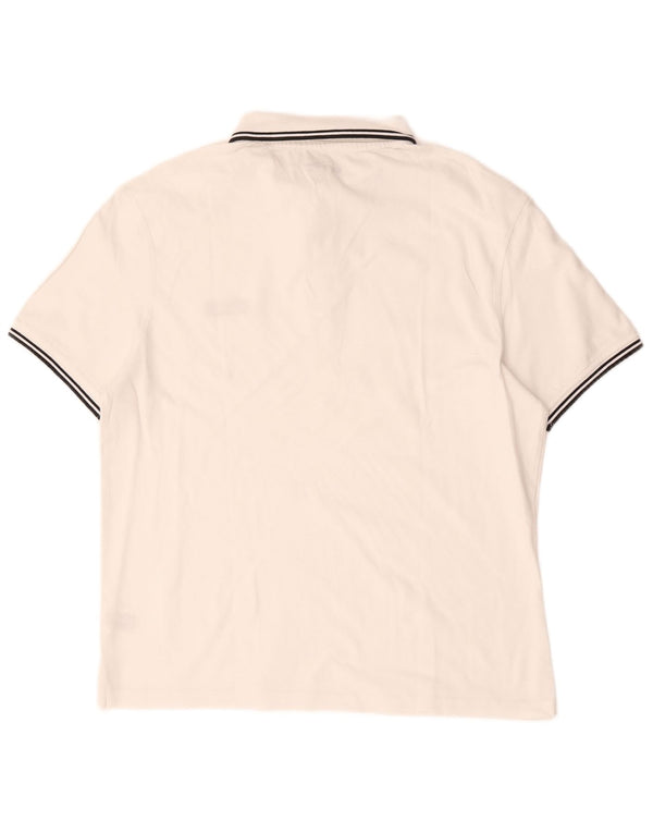 Refrigiwear Mens Polo Shirt Large White Striped Cotton