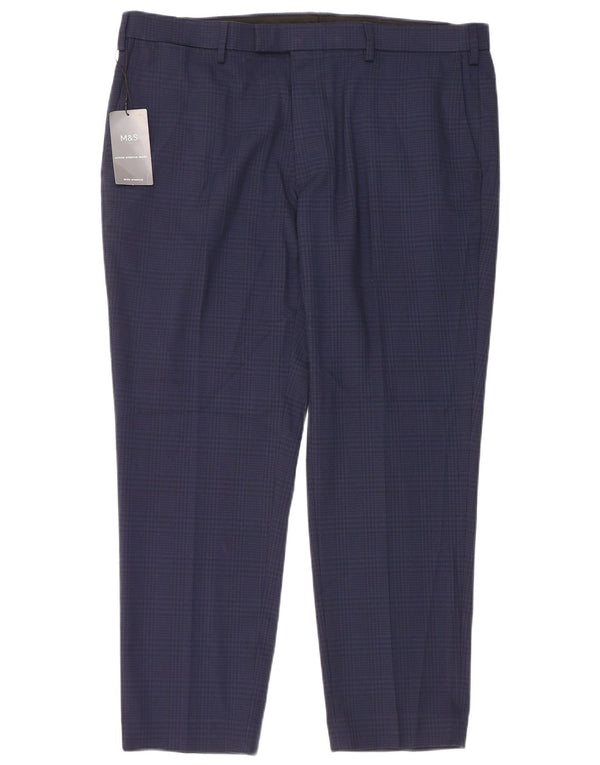 Pantaloni da abito su misura da uomo Marks & Spencer W40 L29 Blu Navy