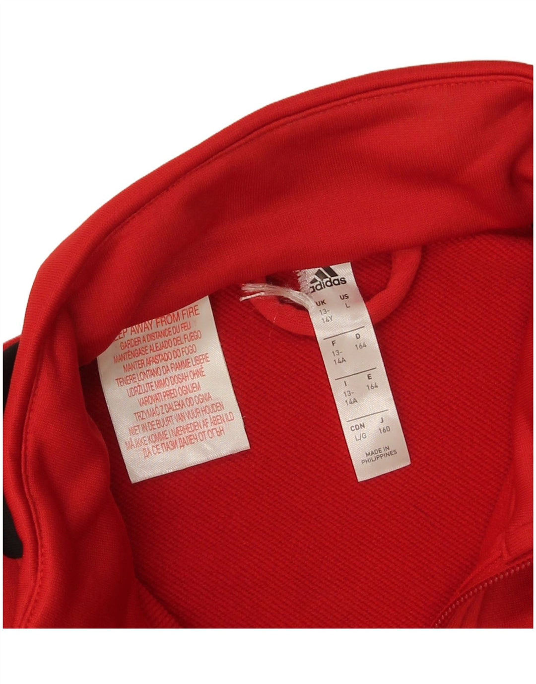 Giacca da tuta da ragazzo Adidas 13-14 anni in poliestere color block rosso