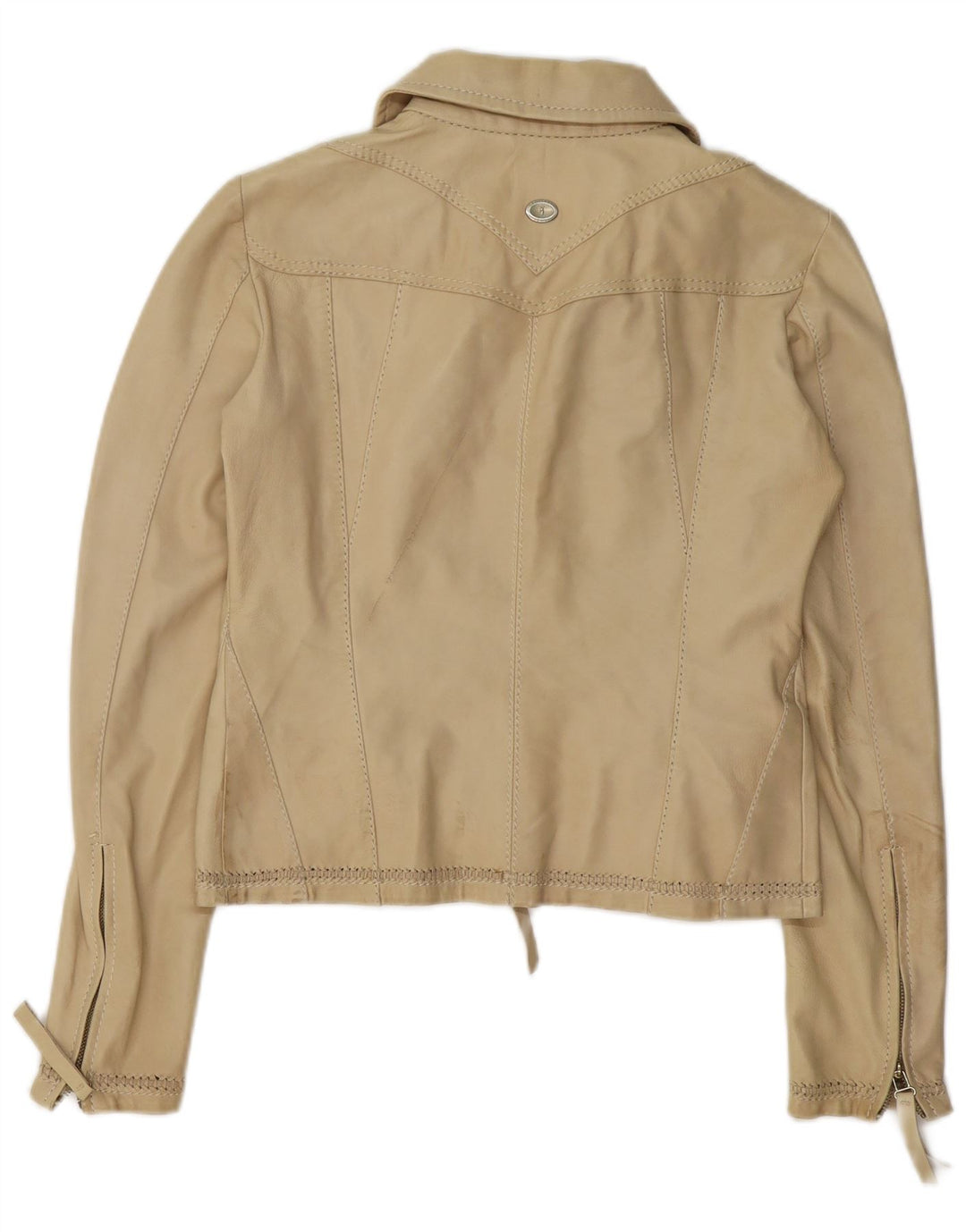 Giubbotto Donna in Pelle Crop TRUSSARDI JEANS IT 44 Pelle Beige Medio