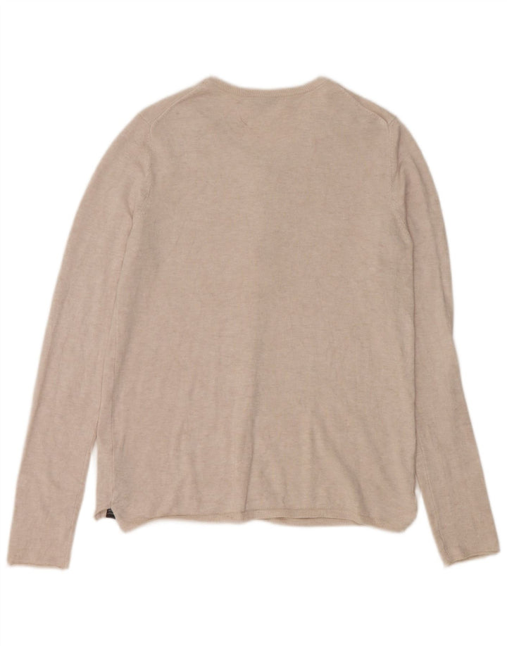 Maglione cardigan da donna Zara UK 14 grande viscosa beige