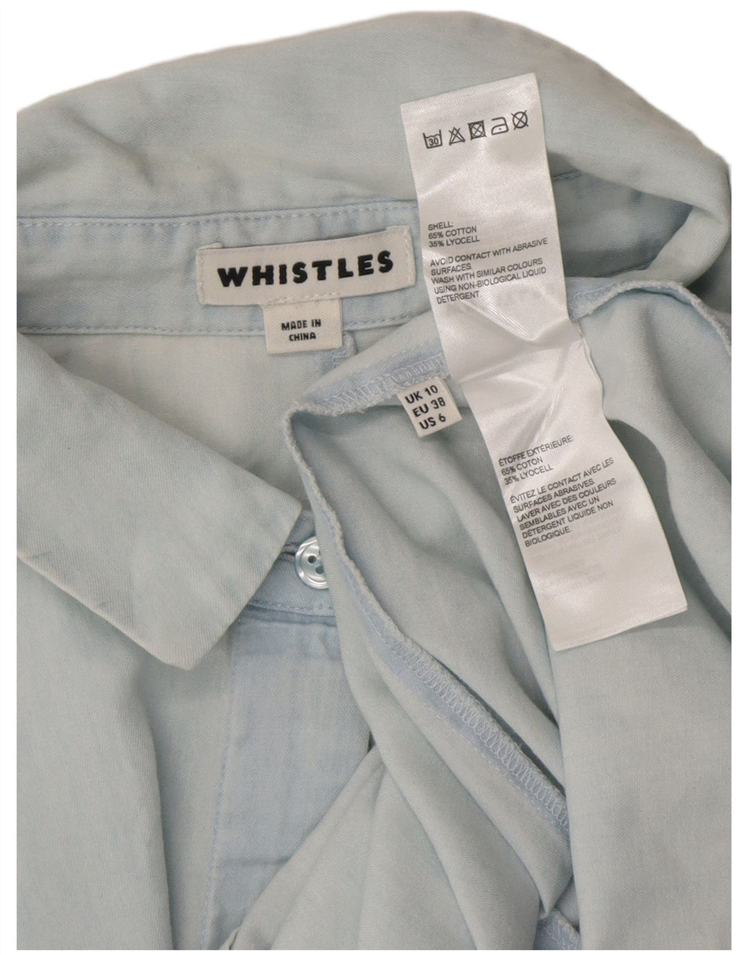 Abito camicia pullover vestibilità ampia da donna Whistles UK 10 piccolo cotone blu