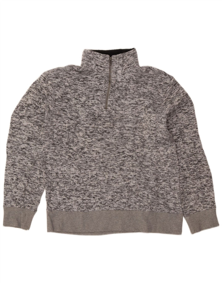 Felpa Lee da uomo con zip e collo, maglione, grande, in poliestere chiazzato grigio