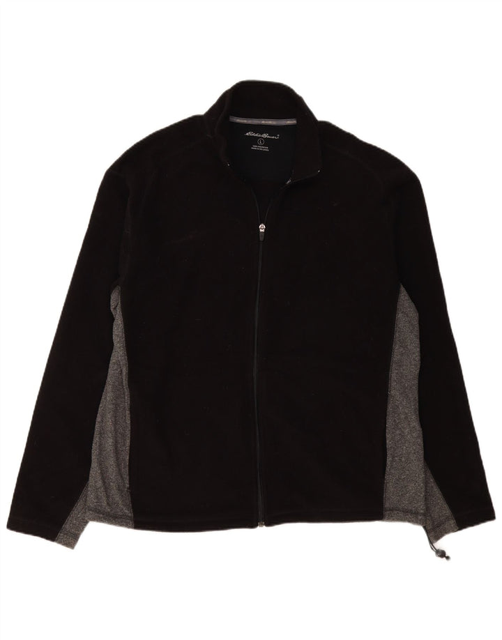 EDDIE BAUER Giacca in pile da uomo UK 40 Large Nero Colourblock Poliestere
