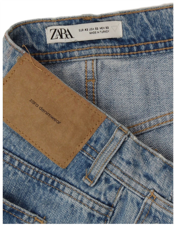Pantaloncini in denim invecchiato da uomo Zara EU 42 Large W32 cotone blu