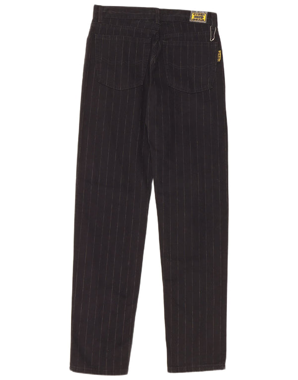 Pantaloni casual affusolati da uomo vintage W33 L33 in cotone a righe nere