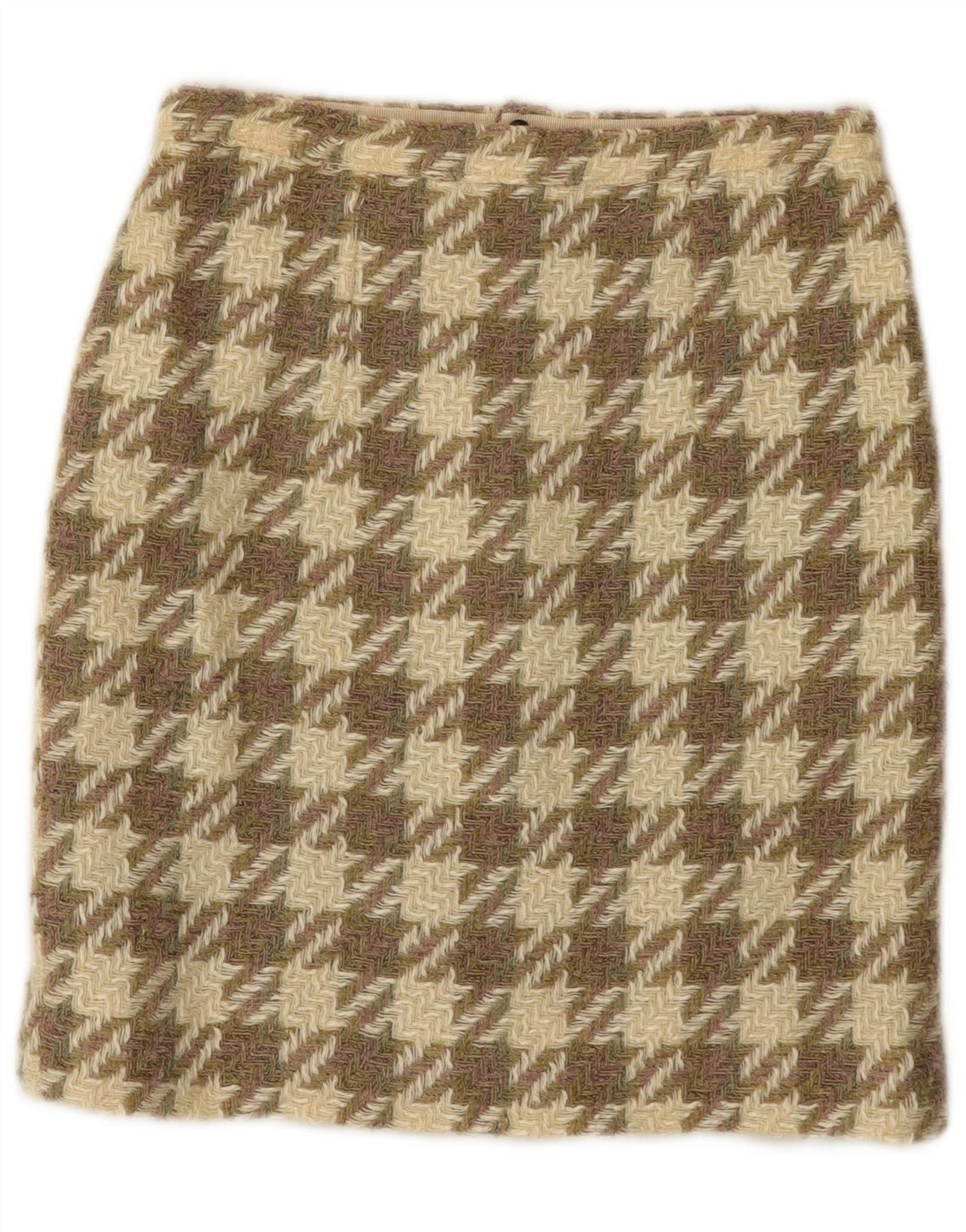 Gonna in maglia da donna vintage W26 piccolo pied de poule marrone