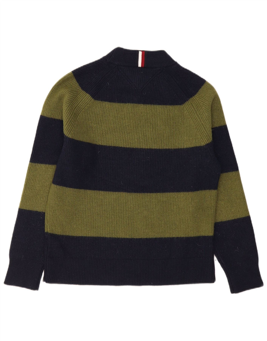 Tommy Hilfiger Maglione da uomo a collo alto in lana a righe kaki medie