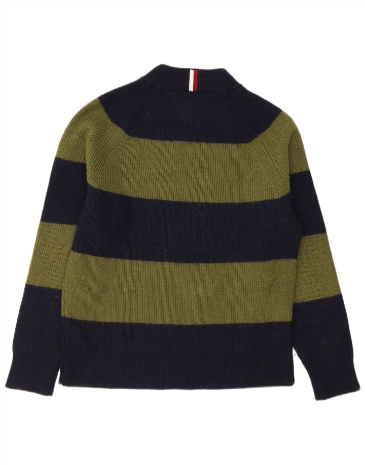 Tommy Hilfiger Maglione da uomo a collo alto in lana a righe kaki medie