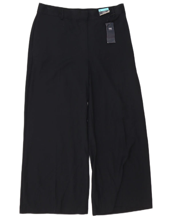 Pantaloni chino a gamba larga da donna Marks & Spencer UK 14 Large W32 L28 neri