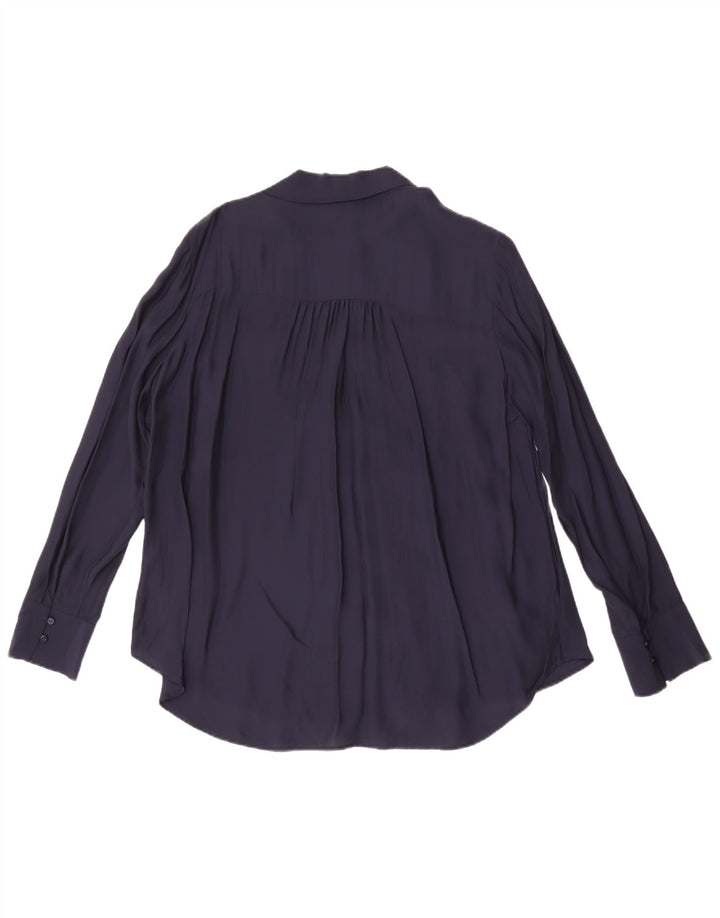 Massimo Dutti Camicetta da donna con papillon da donna EU 42 Large in viscosa blu navy