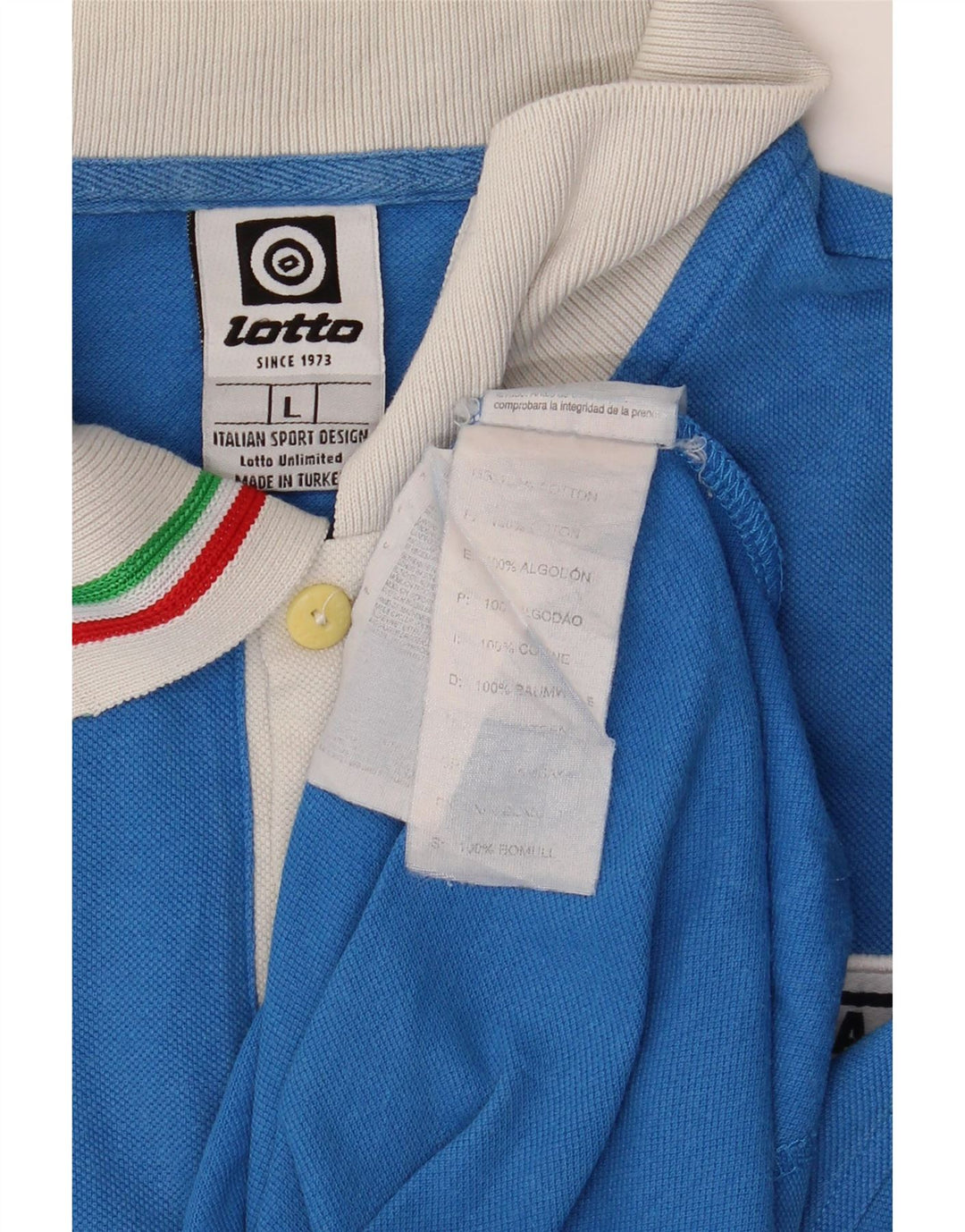 Polo da rugby grafica LOTTO da donna Italia UK 14 grande cotone blu