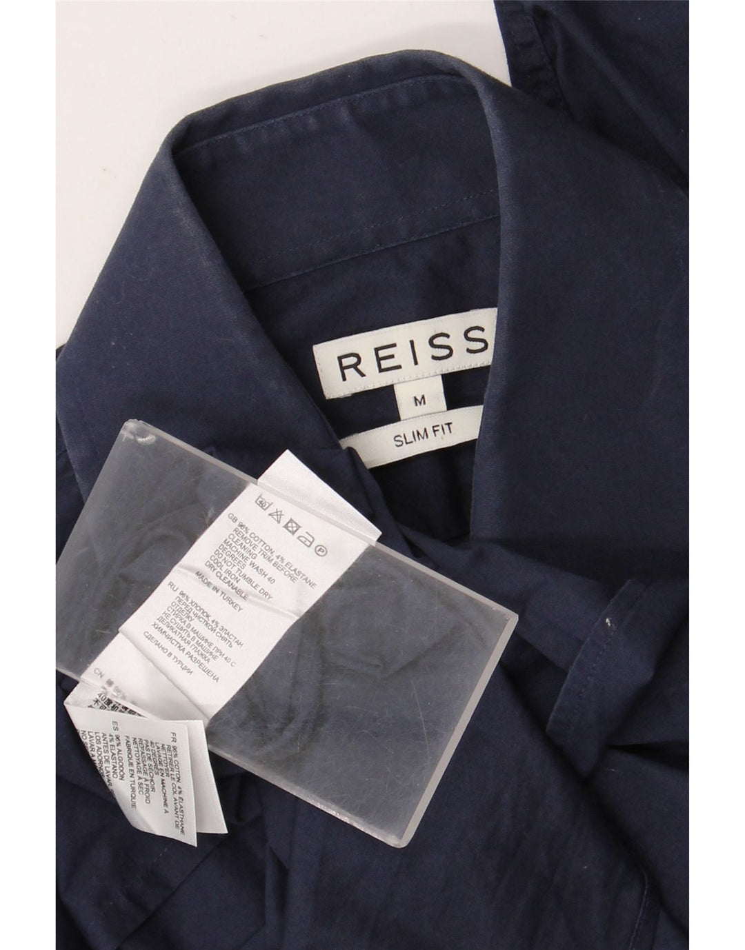 Camicia Reiss da uomo slim fit in cotone blu navy medio