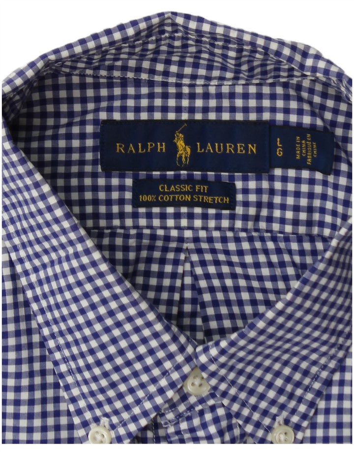 RALPH LAUREN Camicia da uomo dalla vestibilità classica, grande in cotone a quadretti blu