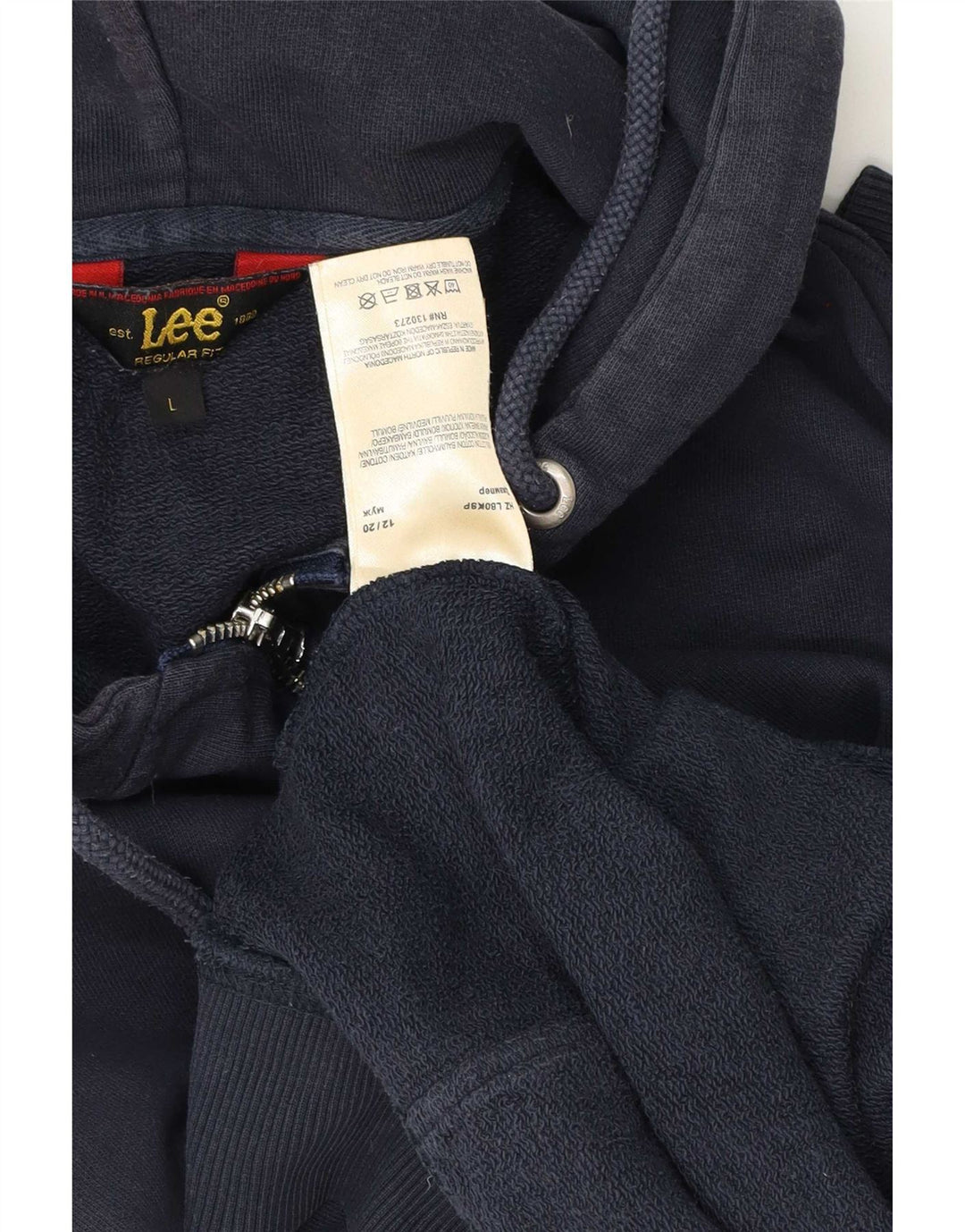 Maglione con cappuccio e zip da uomo Lee grande in cotone blu navy