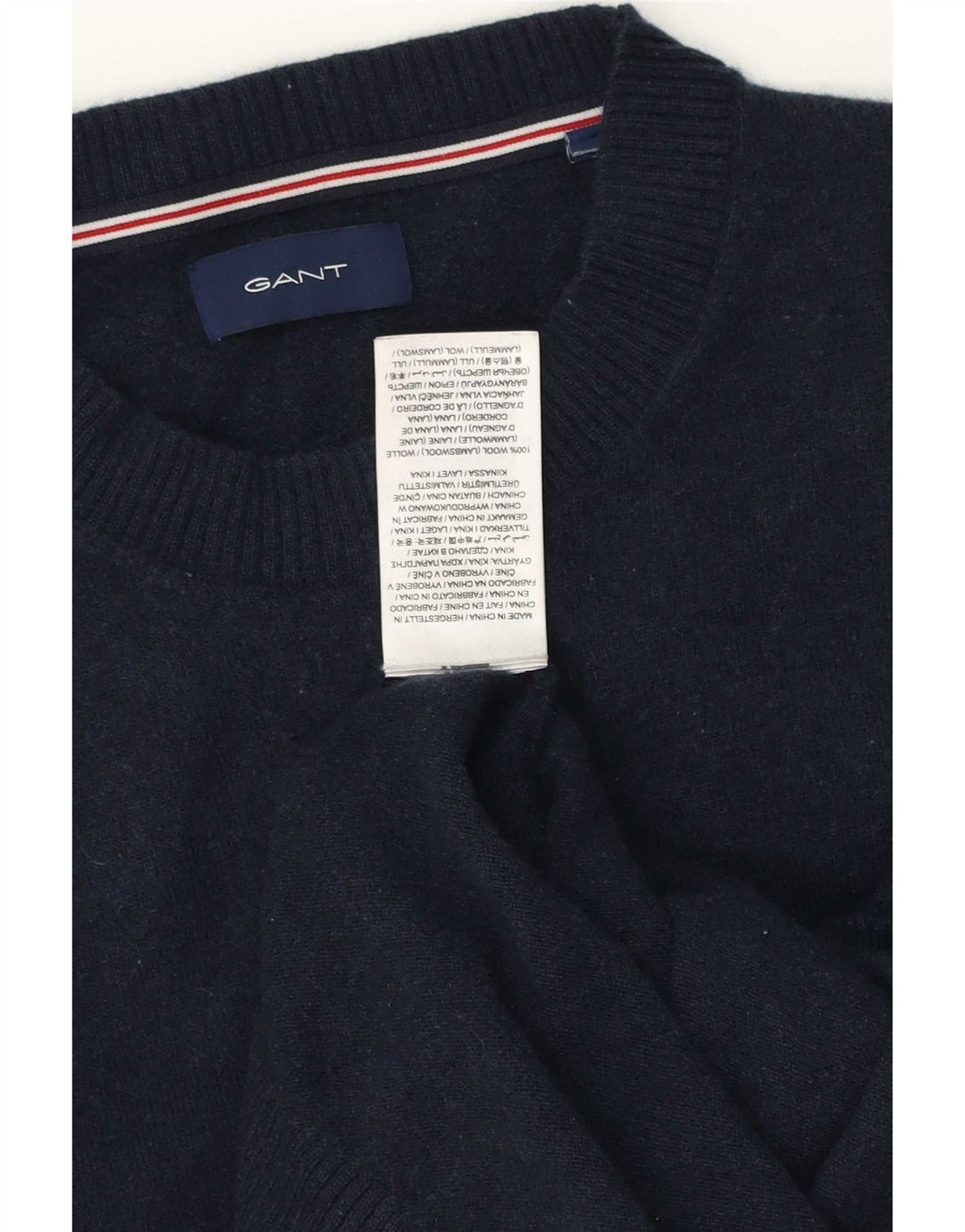 Gant Maglione girocollo da uomo maglione piccolo blu navy in lana d'agnello