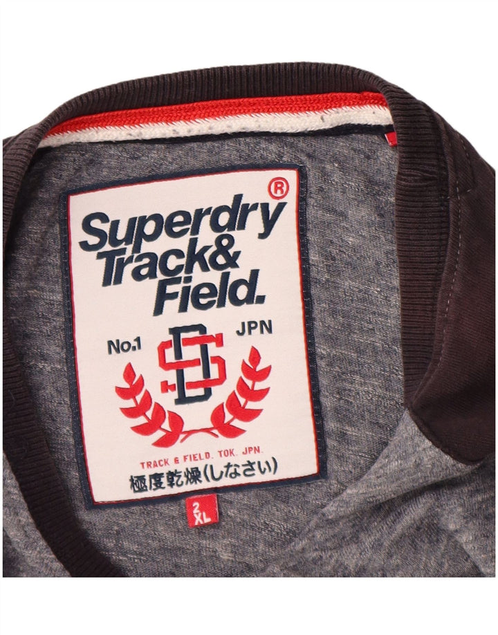 SUPERDRY Top grafico da uomo a maniche lunghe 2XL in cotone color block grigio