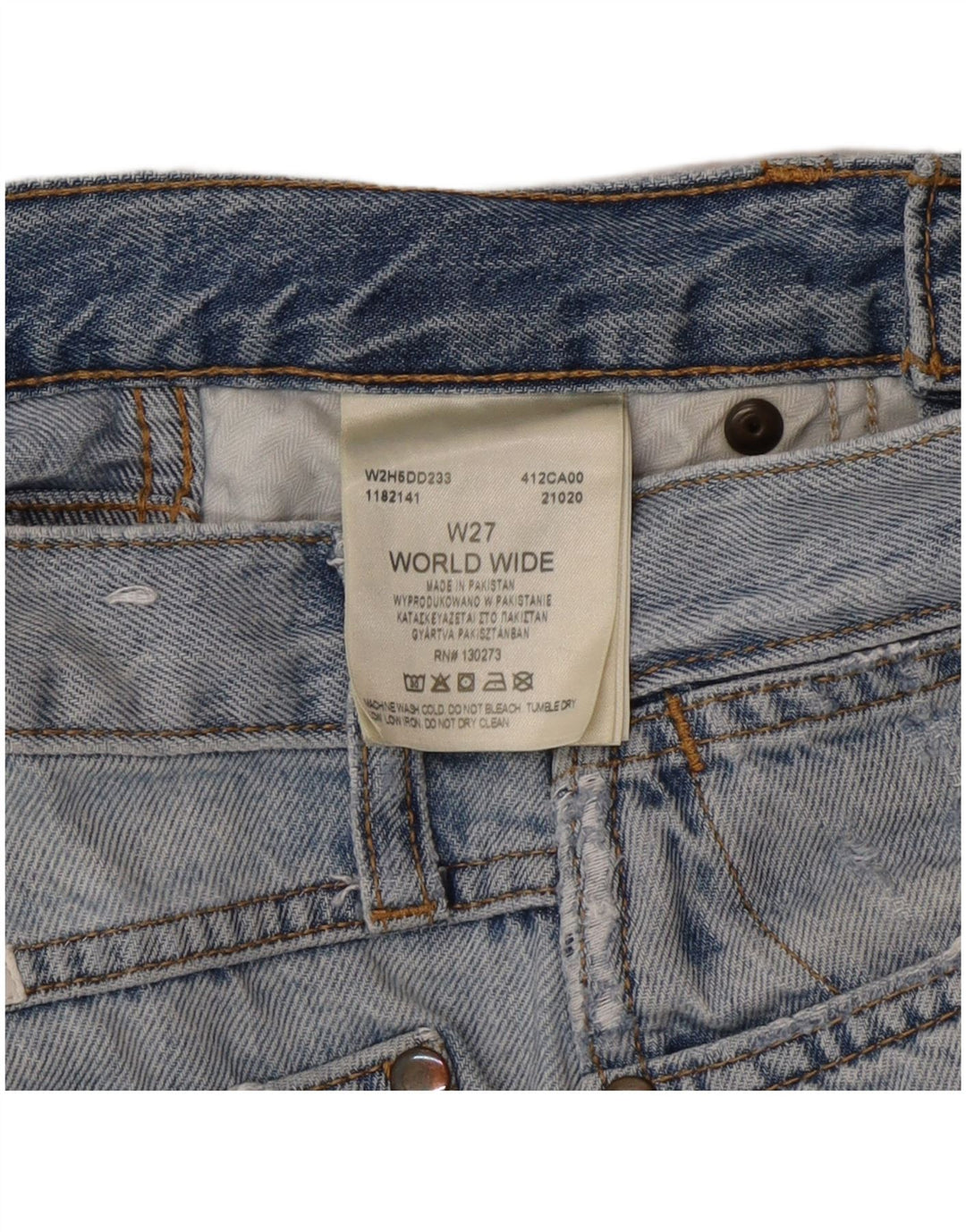 WRANGLER Mens Distressed Wide Leg Jeans W27 L29 Blue Cotton