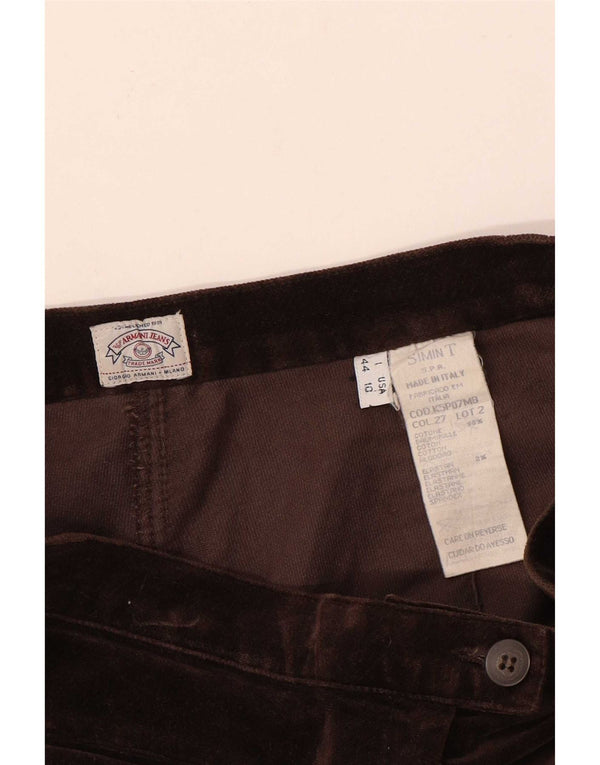 Pantaloni casual affusolati in velluto da donna Armani IT 44 medio W26 L28 Marrone