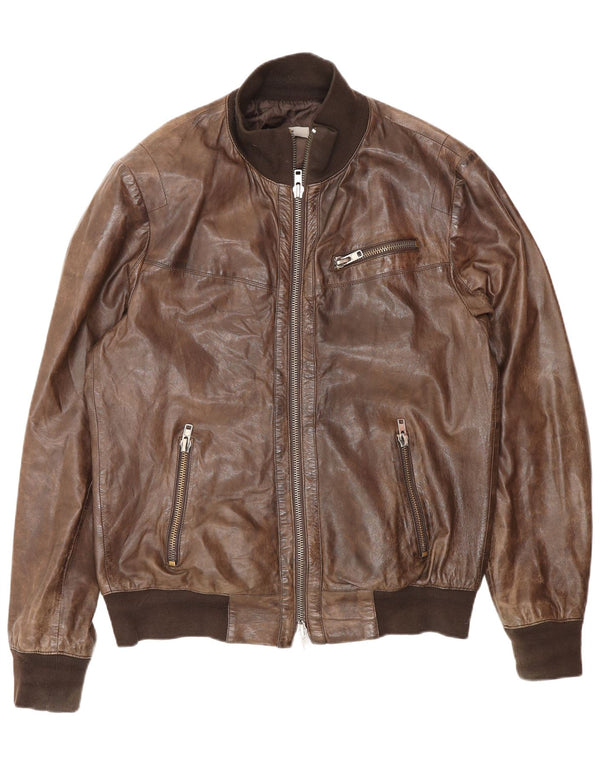 Giacca in pelle da uomo Zen UK 40 grande in pelle marrone