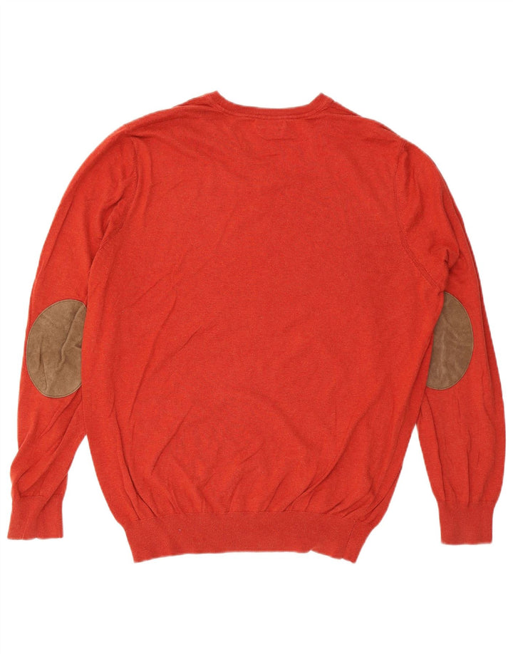 Maglione maglione da uomo con scollo a V Massimo Dutti 2XL cotone rosso