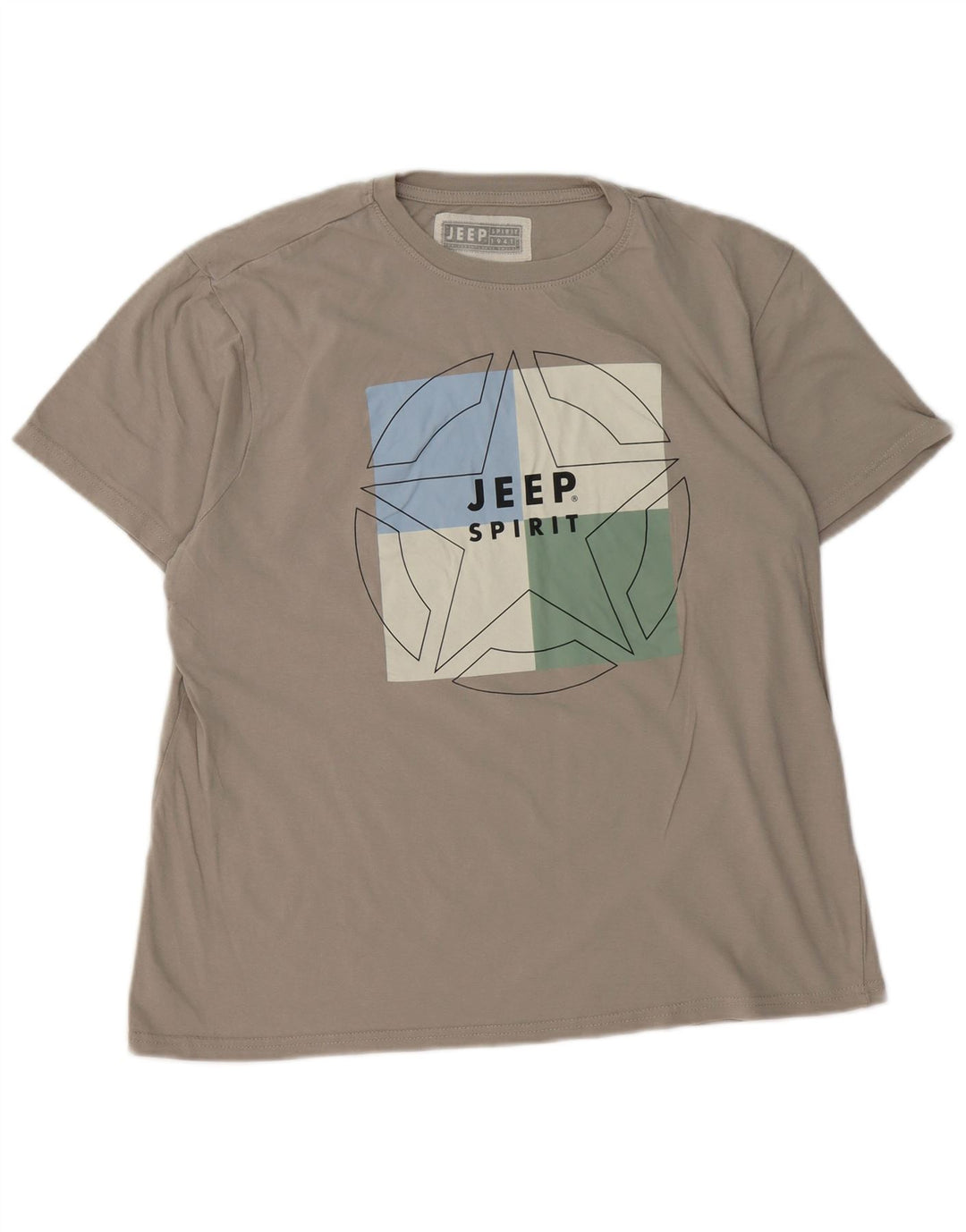 T-shirt grafica da donna JEEP Top UK 16 grande cotone grigio