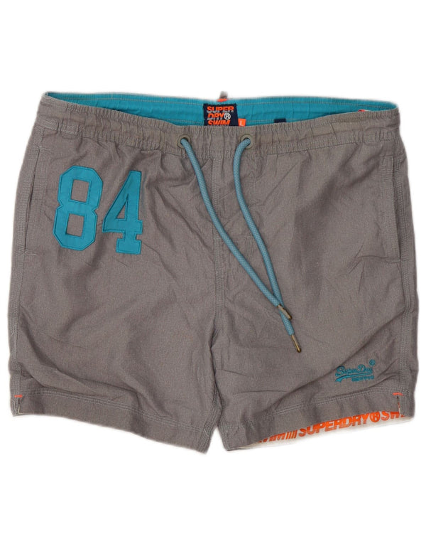Pantaloncini da bagno grafici da uomo Superdry grandi in poliestere grigio