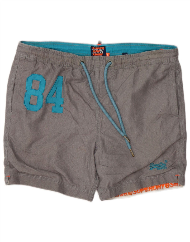 Pantaloncini da bagno grafici da uomo Superdry grandi in poliestere grigio