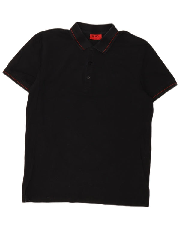 Polo HUGO BOSS da uomo slim fit in cotone nero medio