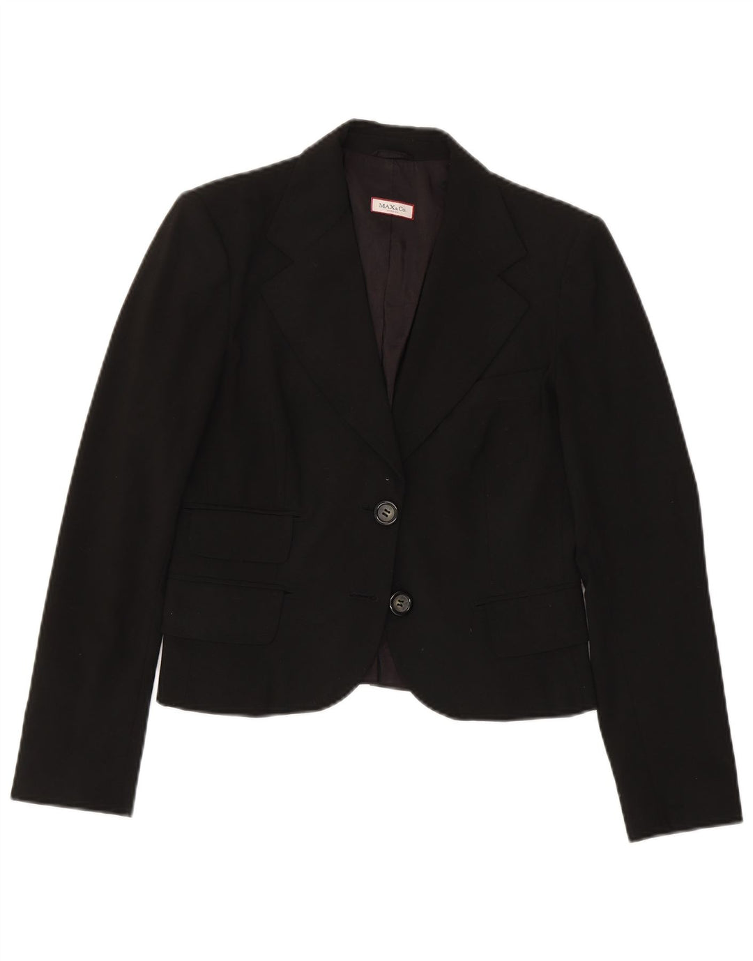 Max & Co. Giacca blazer da donna a 2 bottoni UK 10 piccola poliestere nero