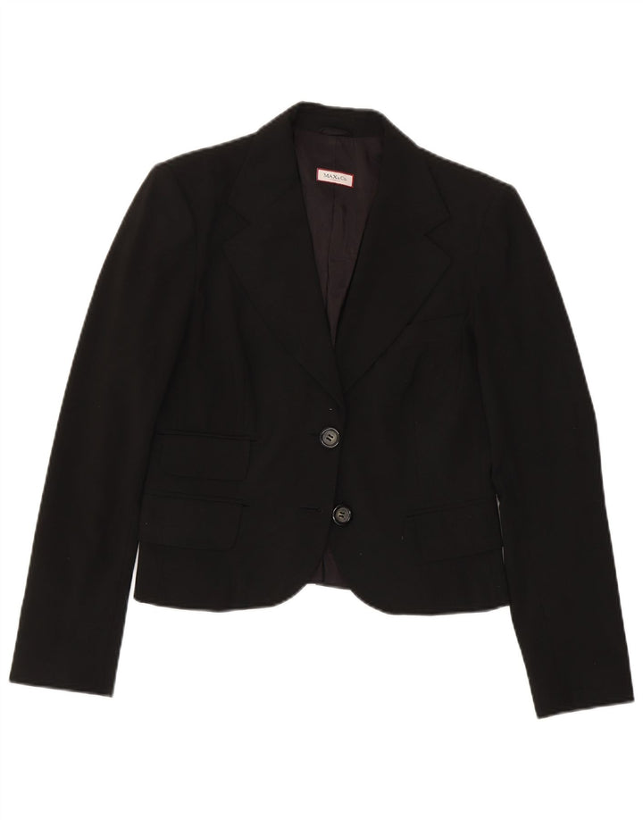 Max & Co. Giacca blazer da donna a 2 bottoni UK 10 piccola poliestere nero