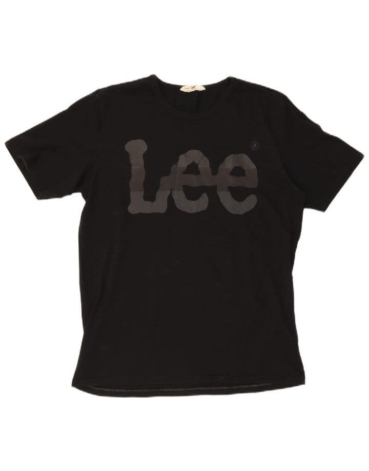 T-shirt grafica da uomo LEE Top grande in cotone nero