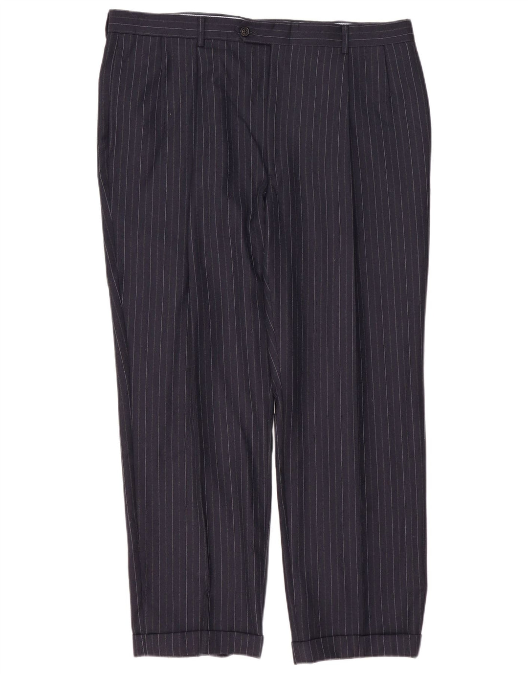 TOMMY HILFIGER Pantaloni da abito con pegging da uomo W40 L30 Lana gessata blu navy