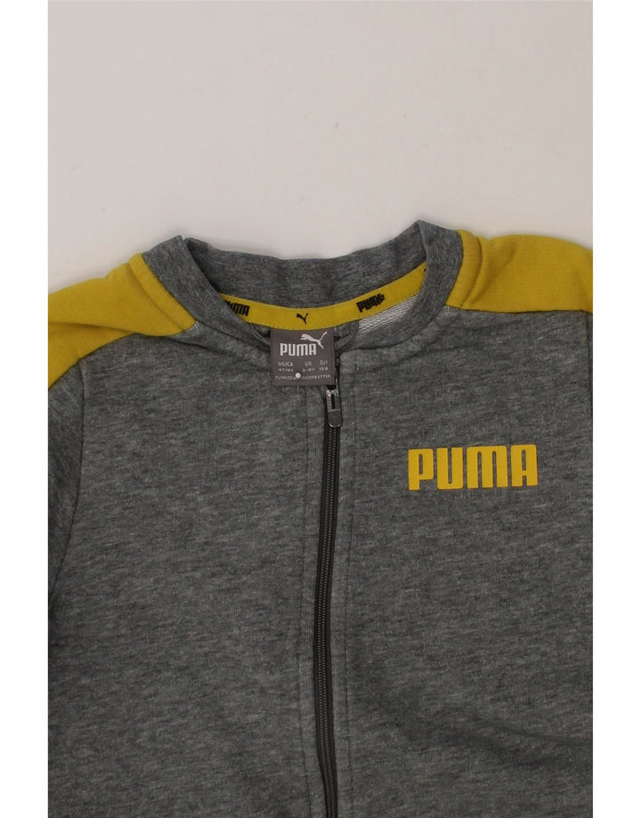 PUMA Boys Graphic Tracksuit Top Jacket 3-4 Years Grey Colourblock Cotton Vintage Puma and Second-Hand Puma from Messina Hembry 