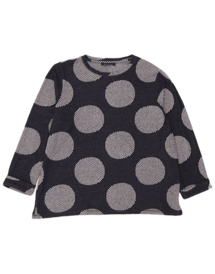 Marks & Spencer Top da donna manica 3/4 UK 14 Grande pois blu navy