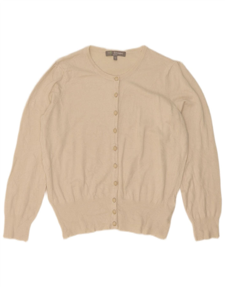 Maglione cardigan Petite da donna Marks & Spencer UK 14 medio bianco sporco